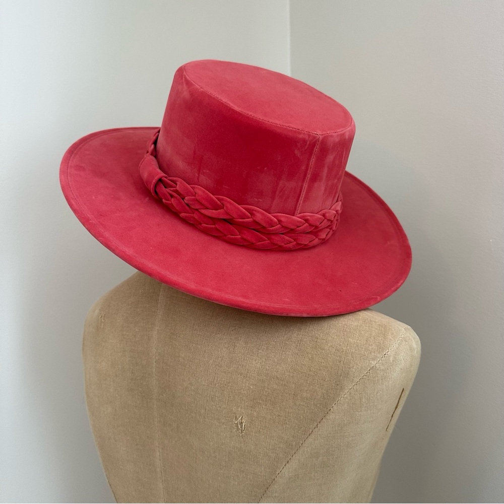 Anthropologie ASN La Vie En Rose the Naked Hat Pink Soft Velour
